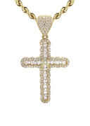 10K Yellow Gold Chain & Cz Baguette Cross Pendant | Appx. 13.7 Grams