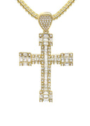 10K Yellow Gold Chain & Cz Baguette Cross Pendant | Appx. 15.6 Grams