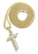 10K Yellow Gold Chain & Cz Baguette Cross Pendant | Appx. 15 Grams
