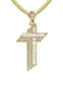 10K Yellow Gold Chain & Cz Baguette Cross Pendant | Appx. 15 Grams