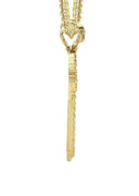 10K Yellow Gold Chain & Cz Baguette Cross Pendant | Appx. 15 Grams