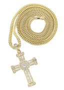 10K Yellow Gold Chain & Cz Baguette Cross Pendant | Appx. 16.2 Grams