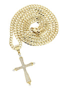 10K Yellow Gold Chain & Cz Cross Pendant | Appx. 16.1 Grams
