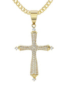 10K Yellow Gold Chain & Cz Cross Pendant | Appx. 16.1 Grams