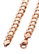 Womens 14K Rose Gold Chain - Solid Cuban Link Chain