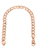 14K Rose Gold Bracelet Solid Cuban Link