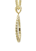 10K Yellow Gold Chain & Cz Round Curb Picture Pendant | Appx. 19.9 Grams