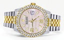 Diamond Gold Rolex Watch For Men 16233 | 36Mm | Pink Texture Dial | Two Row 4.25 Carat Bezel | Jubilee Band