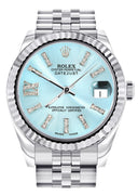 Diamond Rolex Watch | Fluted Bezel | 31MM | Baby Blue Diamond Dial | Jubilee Band