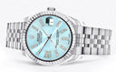 Diamond Rolex Watch | Fluted Bezel | 31MM | Baby Blue Diamond Dial | Jubilee Band