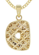 10K Yellow Gold Bubble Letter "D" CZ Necklace | Appx. 4.6 Grams
