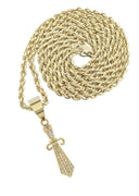 10K Yellow Gold Chain & Cz Dagger Pendant | Appx. 13.3 Grams