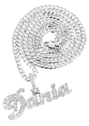 14K White Gold Ladies Full Diamond Name Plate Necklace | Appx. 1.5 Carat