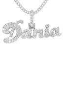 14K White Gold Ladies Full Diamond Name Plate Necklace | Appx. 1.5 Carat