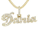 14K Yellow Gold Ladies Full Diamond Name Plate Necklace | Appx. 1.5 Carat