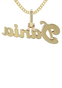 14K Yellow Gold Ladies Full Diamond Name Plate Necklace | Appx. 1.5 Carat