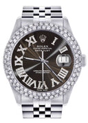 Mens Rolex Datejust Watch 16200 | 36Mm | Dark Brown Roman Numeral Dial | Two Row 4.25 Carat Bezel | Jubilee Band