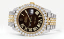 Diamond Iced Out Rolex Datejust 41 | 25 Carats Of Diamonds | Custom Dark Brown Roman Numeral Diamond Dial | Two Tone | Jubilee Band