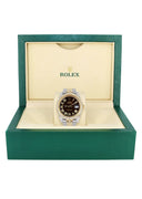 Womens Diamond Iced Out Rolex Datejust 41 | 25 Carats Of Diamonds | Custom Dark Chocolate Roman Numeral Diamond Dial | Two Tone | Two Row | Jubilee Band