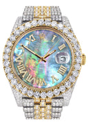 Diamond Iced Out Rolex Datejust 41 | 25 Carats Of Diamonds | Abalone Mother of Pearl Dial | Two Tone | Jubilee Band