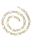 Gold Chain - Mens Diamond Cut Hollow Figaro Chain 10K/14K Gold