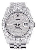 Iced Out Rolex Datejust 36 MM | Stainless Steel | 10 Carats of Diamonds | Full Diamond Diamond Dial | Jubilee Band