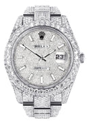 Diamond Iced Out Rolex Datejust 41 | 25 Carats Of Diamonds | Custom Diamond Dial | Two Row | Oyster Band