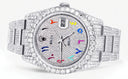 Iced Out Rolex Datejust 36 MM | Stainless Steel | 10 Carats of Diamonds | Full Diamond Color Arabic Diamond Dial | Oyster Band