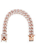 Mens Iced Out Diamond Miami Cuban Link Bracelet 14K Rose Gold