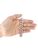 Mens Iced Out Diamond Miami Cuban Link Bracelet 14K Rose Gold