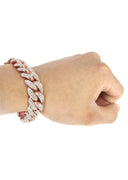 Mens Iced Out Diamond Miami Cuban Link Bracelet 14K Rose Gold