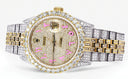 Iced Out Rolex Datejust 36 MM | Two Tone | 10 Carats of Diamonds | Full Diamond Pink Arabic Dial