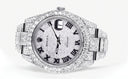 Diamond Iced Out Rolex Datejust 41 | 25 Carats Of Diamonds | Custom Roman Numeral Diamond Dial | Two Row | Oyster Band