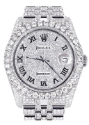 Iced Out Rolex Datejust 36 MM | Stainless Steel | 16.5 Carats of Diamonds | Full Diamond Roman Diamond Dial | Jubilee Band | Model 116200