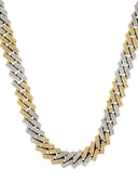 Two Tone Iced Out Diamond Prong Cuban Link Chain