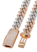 Two Tone Iced Out Diamond Prong Cuban Link Chain
