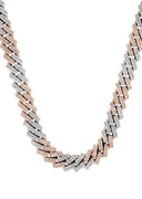 Two Tone Iced Out Diamond Prong Cuban Link Chain