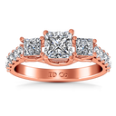 Three Stone Diamond EngagementRing Enchantment Lattice  14K Rose Gold