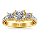 Three Stone Diamond Engagement Ring Enchantment Lattice  14K Yellow Gold