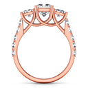 Three Stone Diamond EngagementRing Enchantment Lattice  14K Rose Gold
