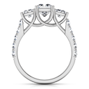 Three Stone Princess Cut Diamond Engagement Ring Enchantment Lattice 14K White Gold