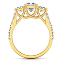 Three Stone Diamond Engagement Ring Enchantment Lattice  14K Yellow Gold