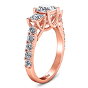 Three Stone Diamond EngagementRing Enchantment Lattice  14K Rose Gold