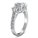 Three Stone Princess Cut Diamond Engagement Ring Enchantment Lattice 14K White Gold