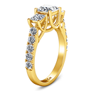 Three Stone Diamond Engagement Ring Enchantment Lattice  14K Yellow Gold