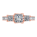 Three Stone Diamond EngagementRing Enchantment Lattice  14K Rose Gold