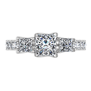 Three Stone Princess Cut Diamond Engagement Ring Enchantment Lattice 14K White Gold