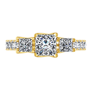 Three Stone Diamond Engagement Ring Enchantment Lattice  14K Yellow Gold