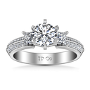 Round Diamond Three Stone Engagement Ring Ivana 14K White Gold