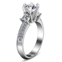 Round Diamond Three Stone Engagement Ring Ivana 14K White Gold